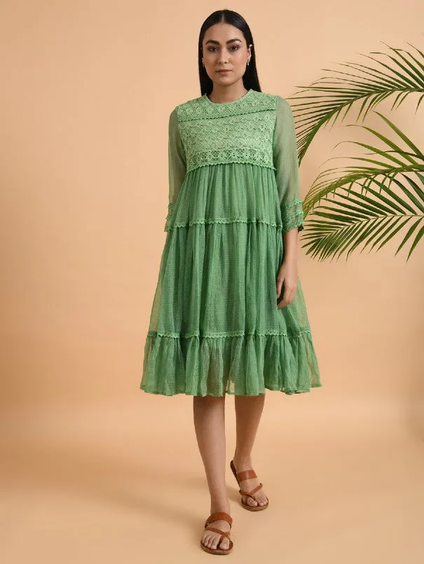 Green Lace Trimmed Kota Dress