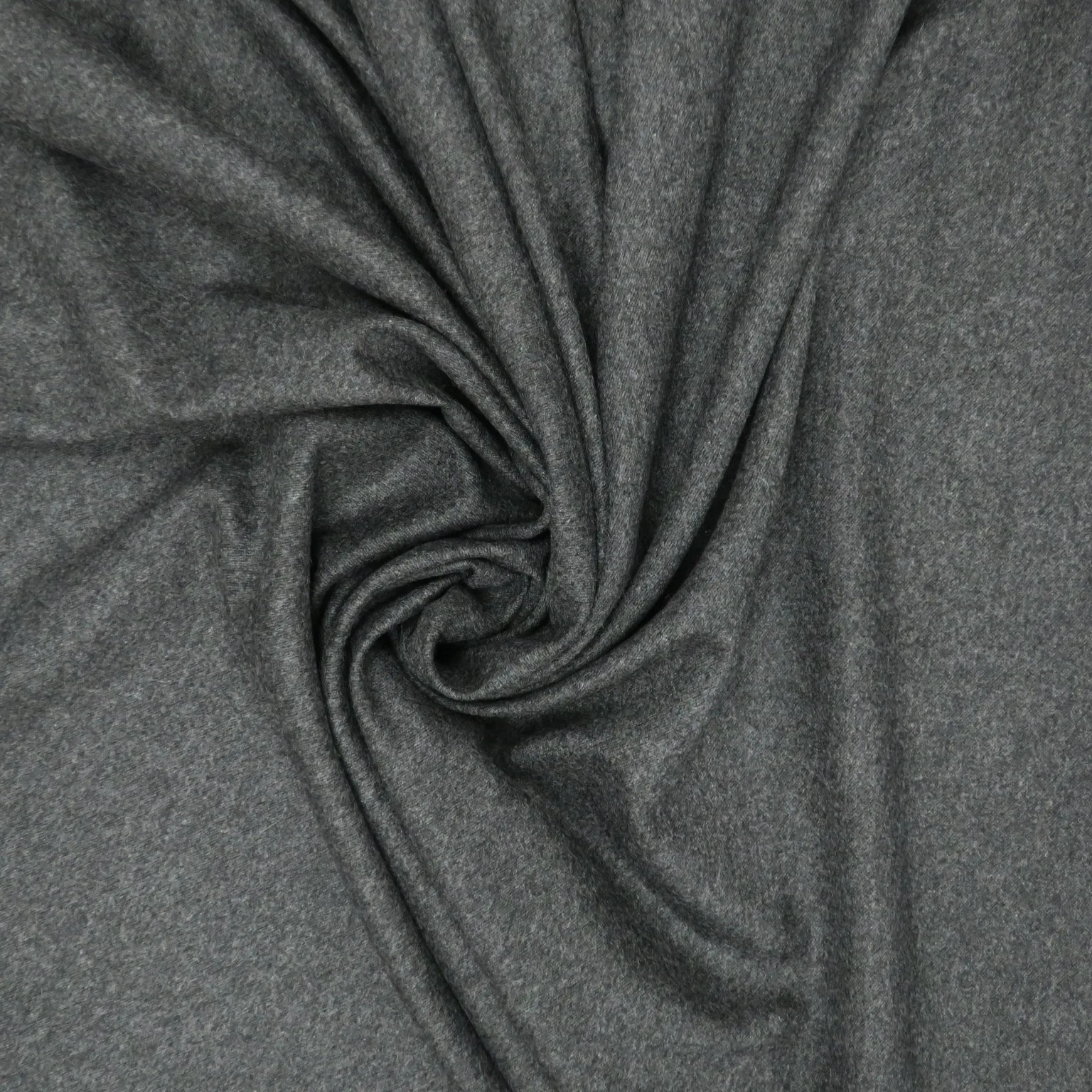 Grey Solid Polyester & Wool Blend Fabric