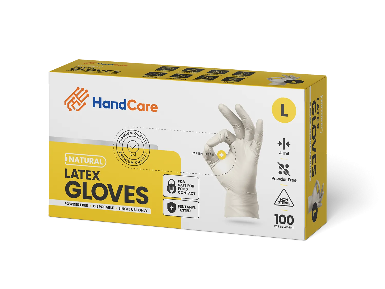 HandCare Latex Powder Free Gloves (Multipurpose), 1,000 Gloves