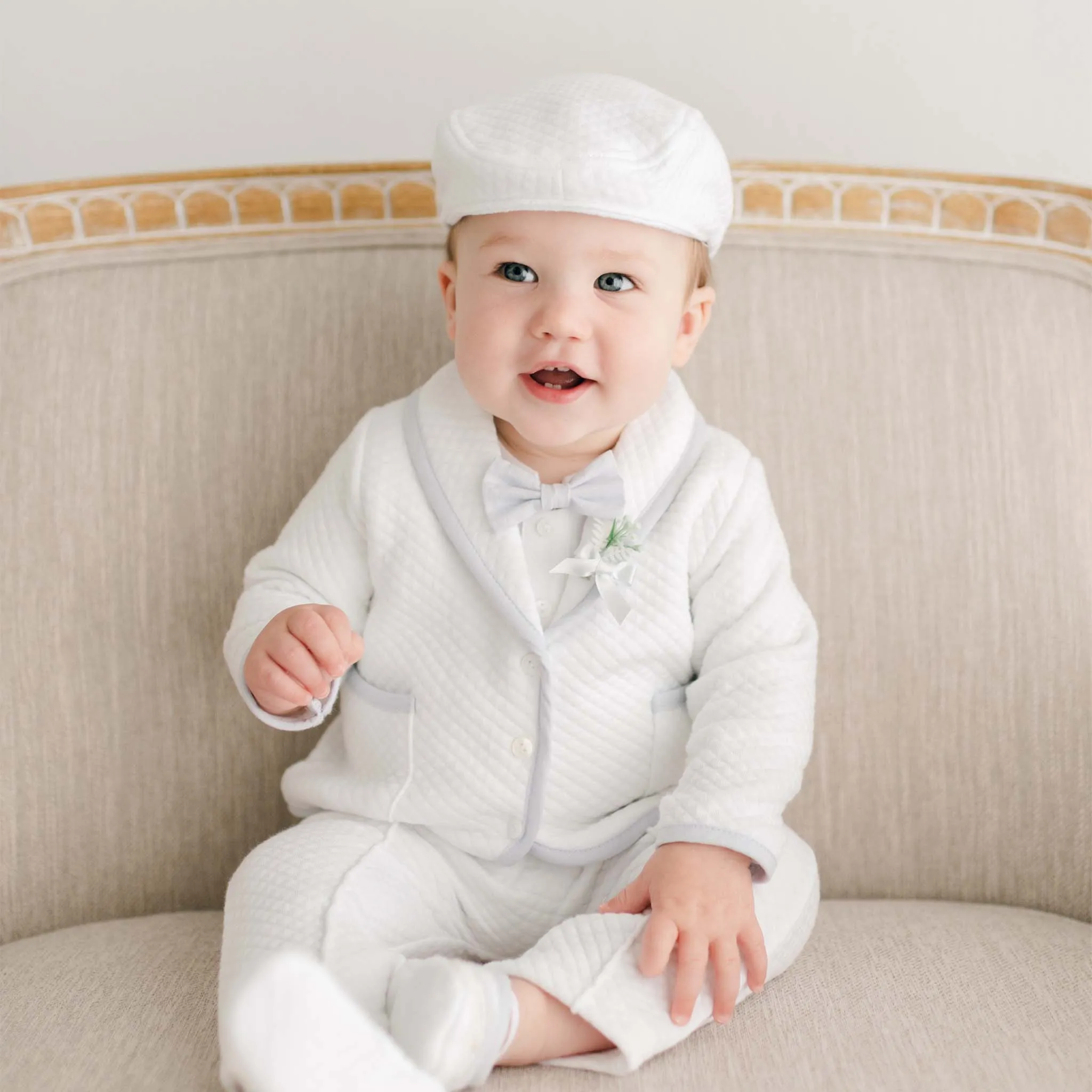 Harrison Christening Pants Suit | Quilted Cotton