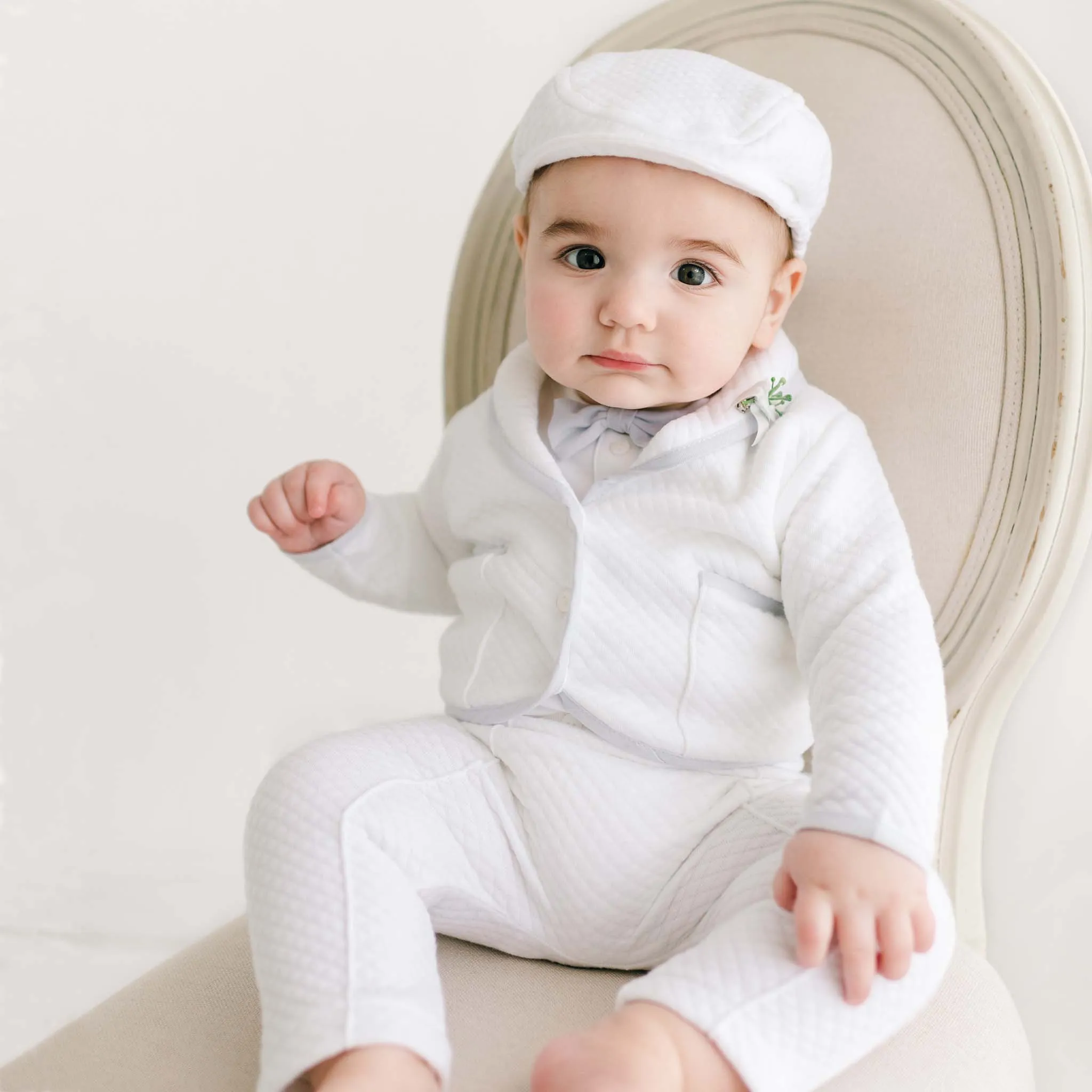 Harrison Christening Pants Suit | Quilted Cotton