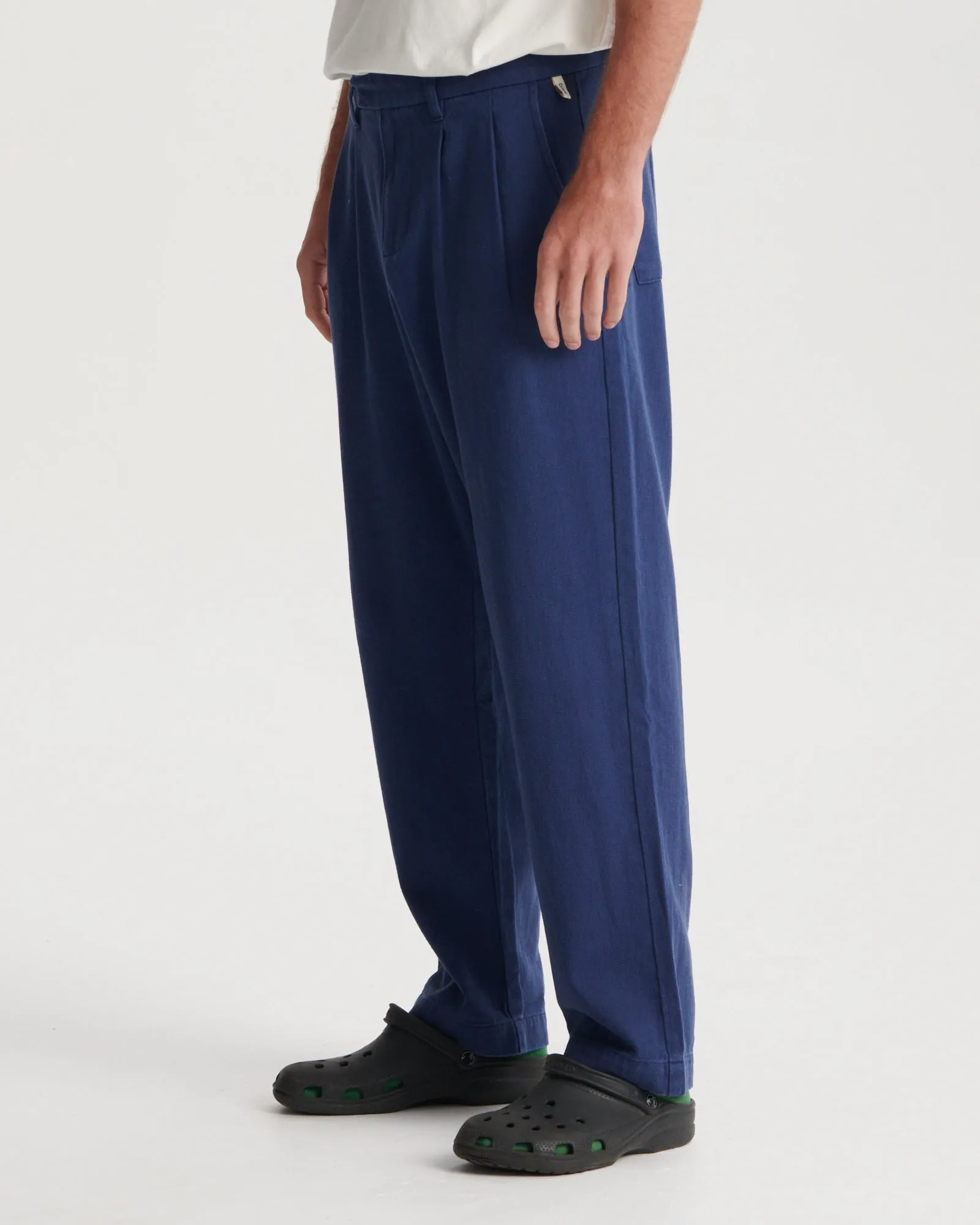 Harro Twill Pleat Pant - Worker Blue