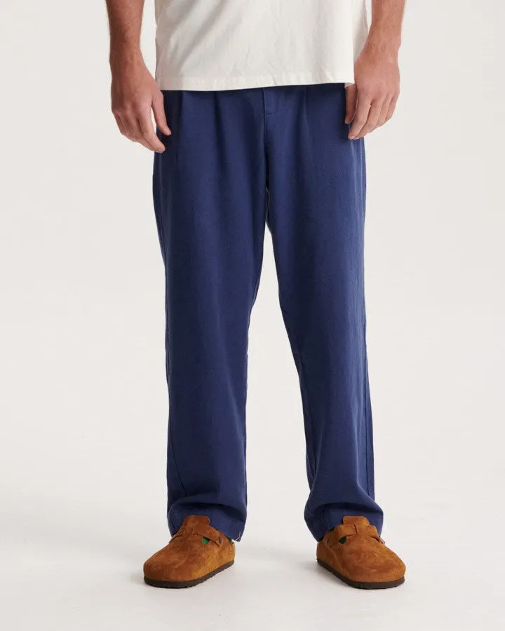 Harro Twill Pleat Pant - Worker Blue