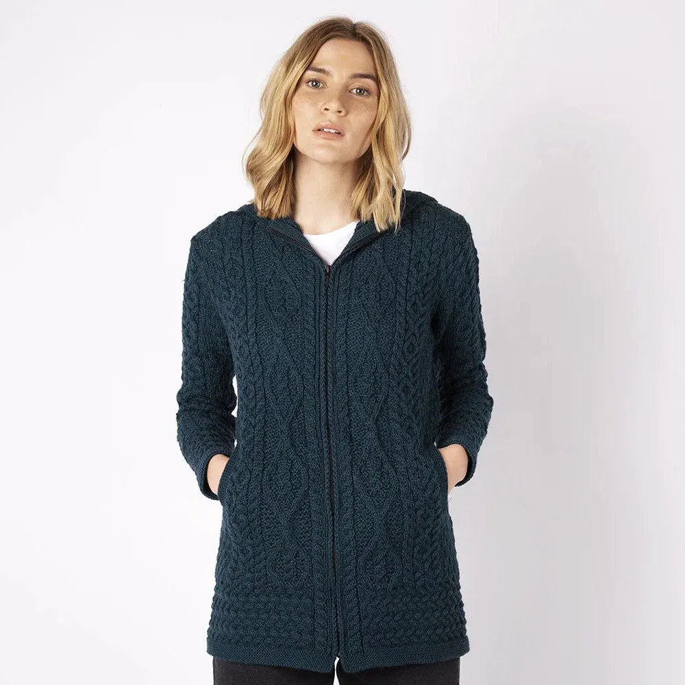 Hazel Aran Zipped Hooded Coat