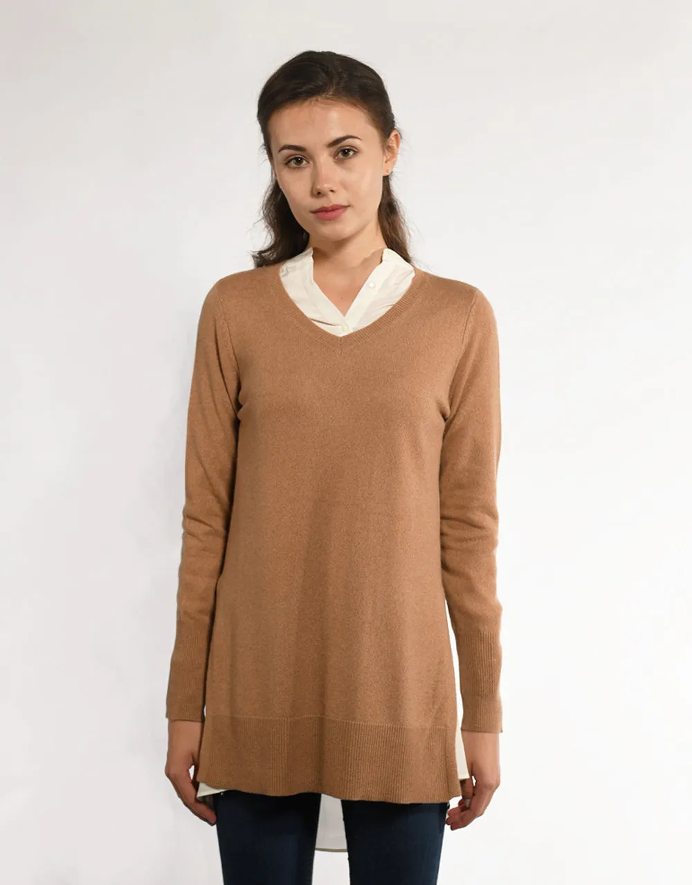 High Slit Pullover in Camel