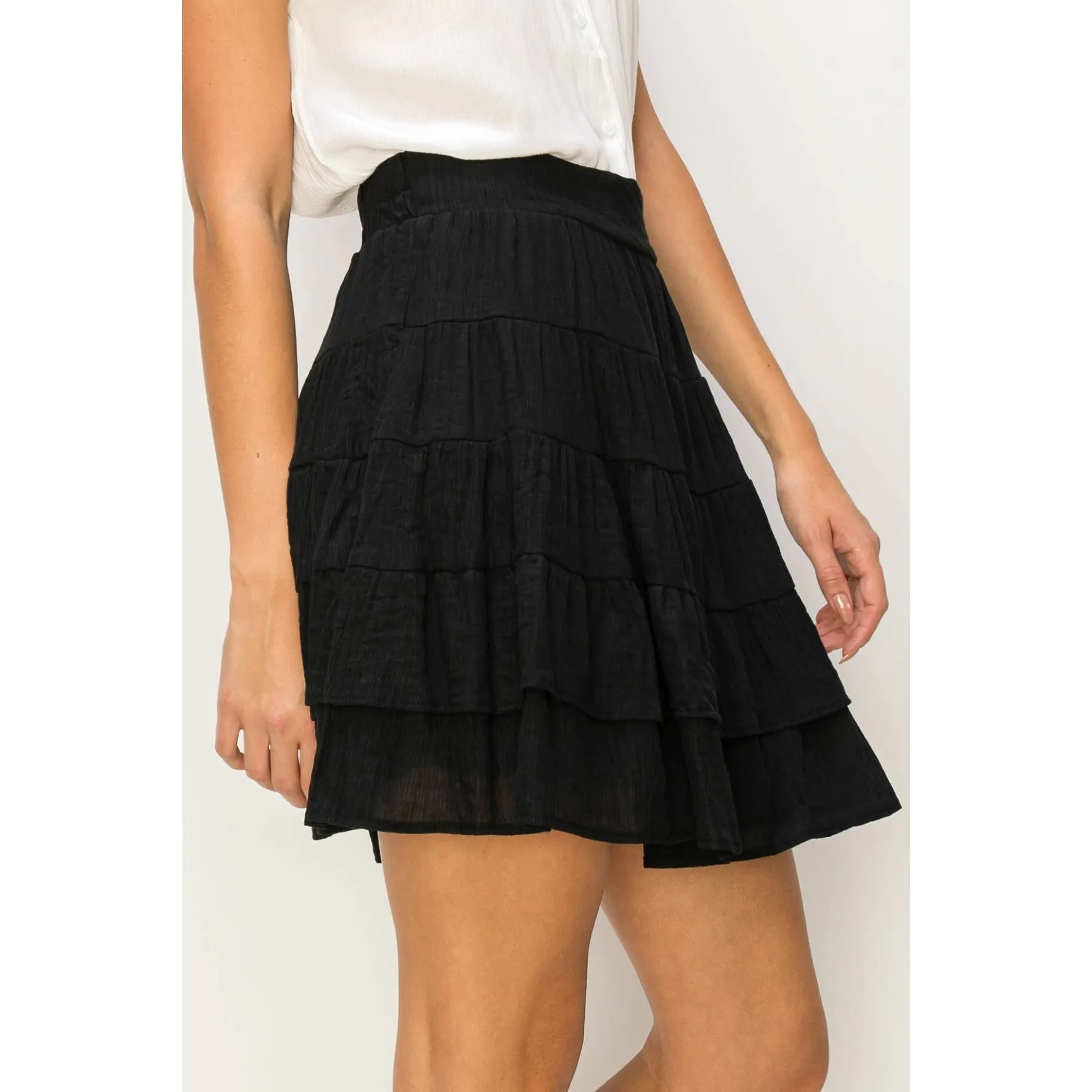 High-Waist Tiered Mini Skirt