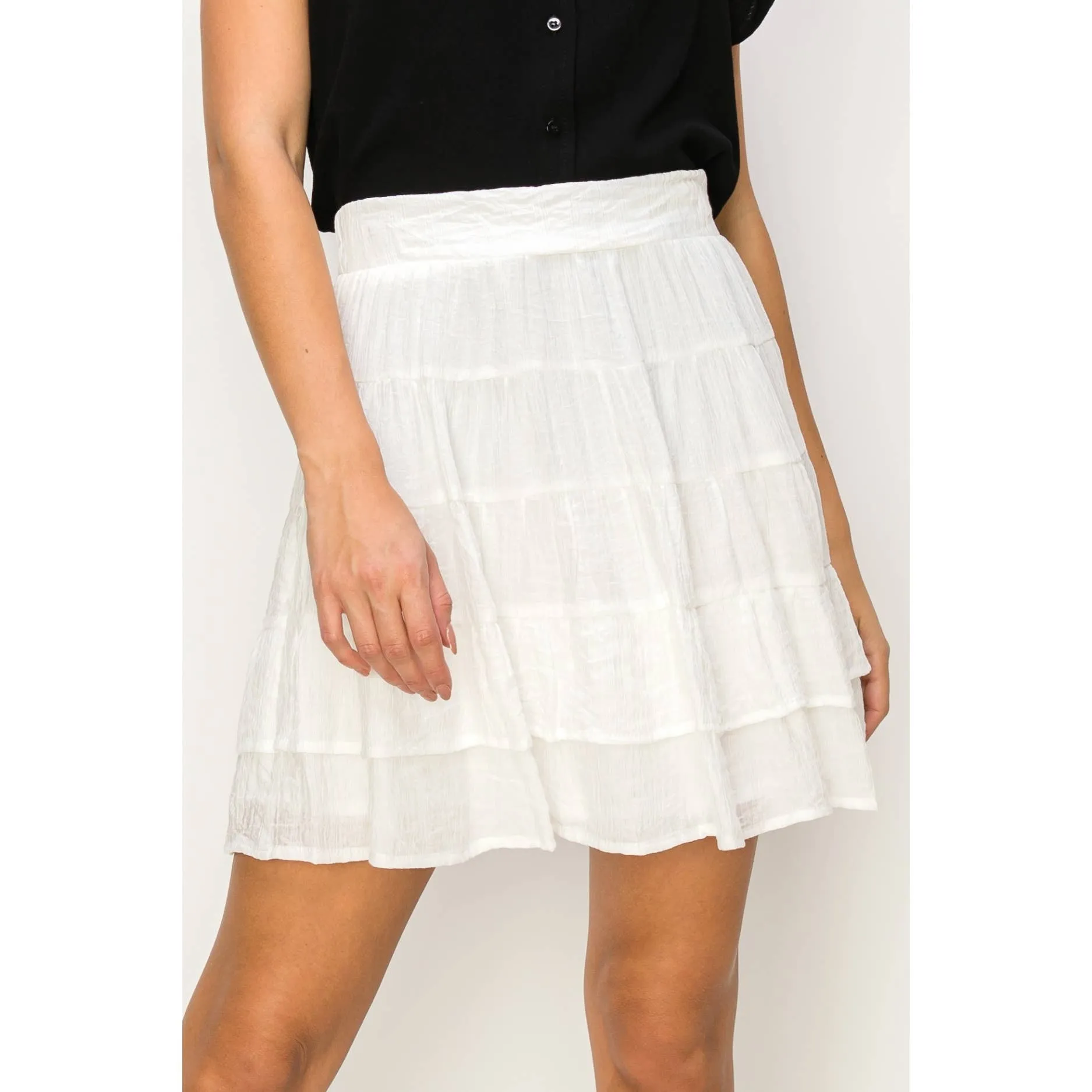 High-Waist Tiered Mini Skirt