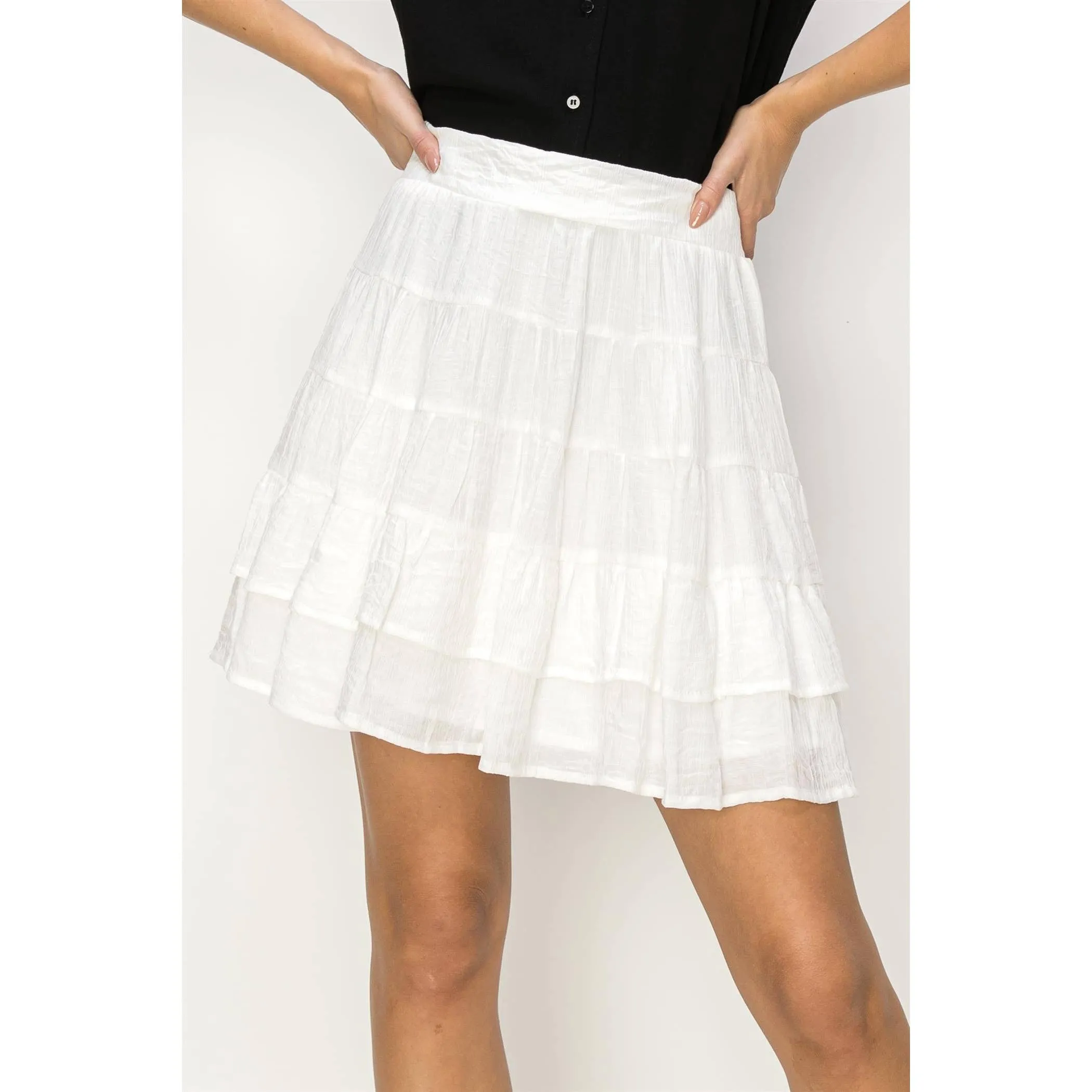 High-Waist Tiered Mini Skirt