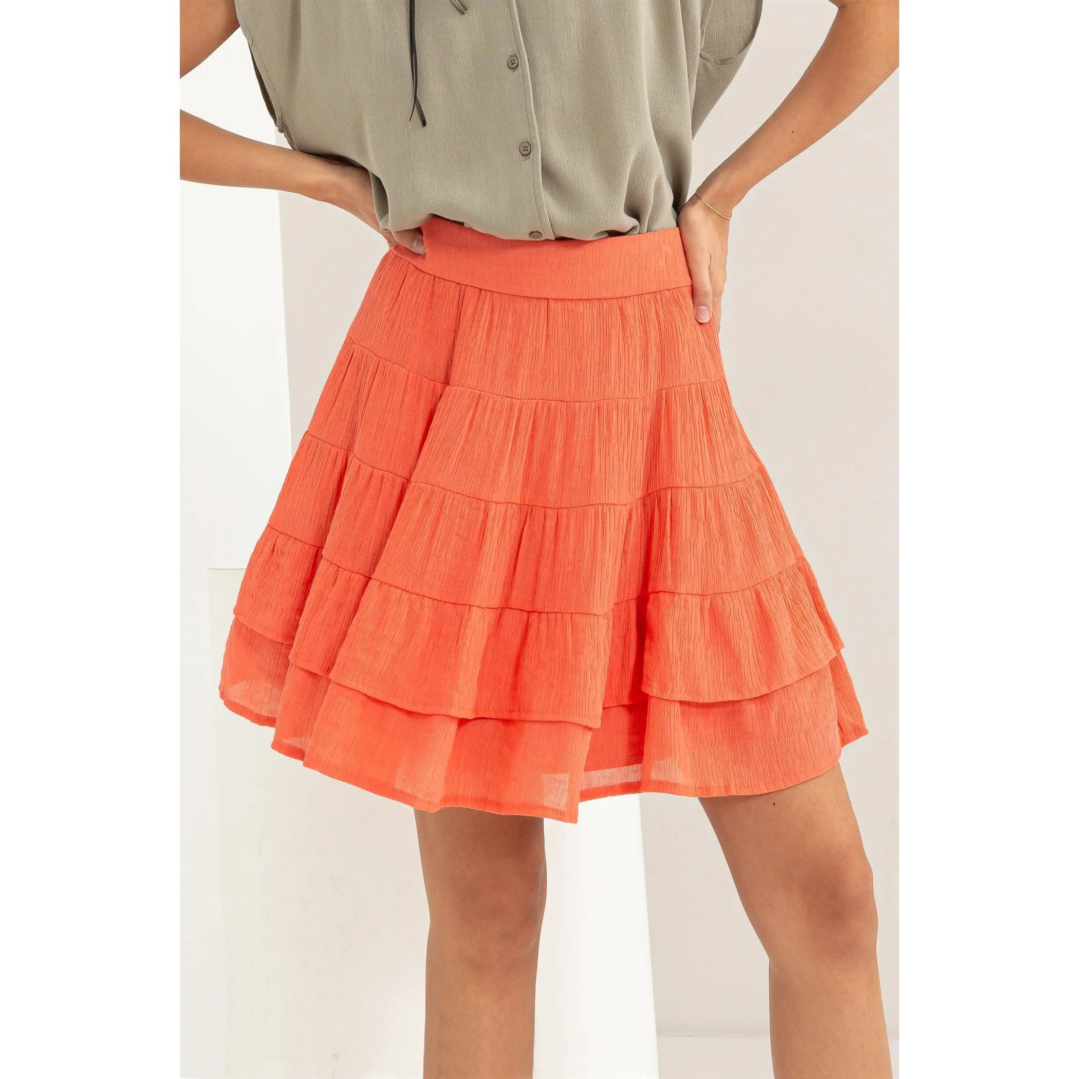 High-Waist Tiered Mini Skirt