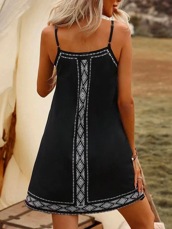 Holiday Ethnic Printing Slip Dress