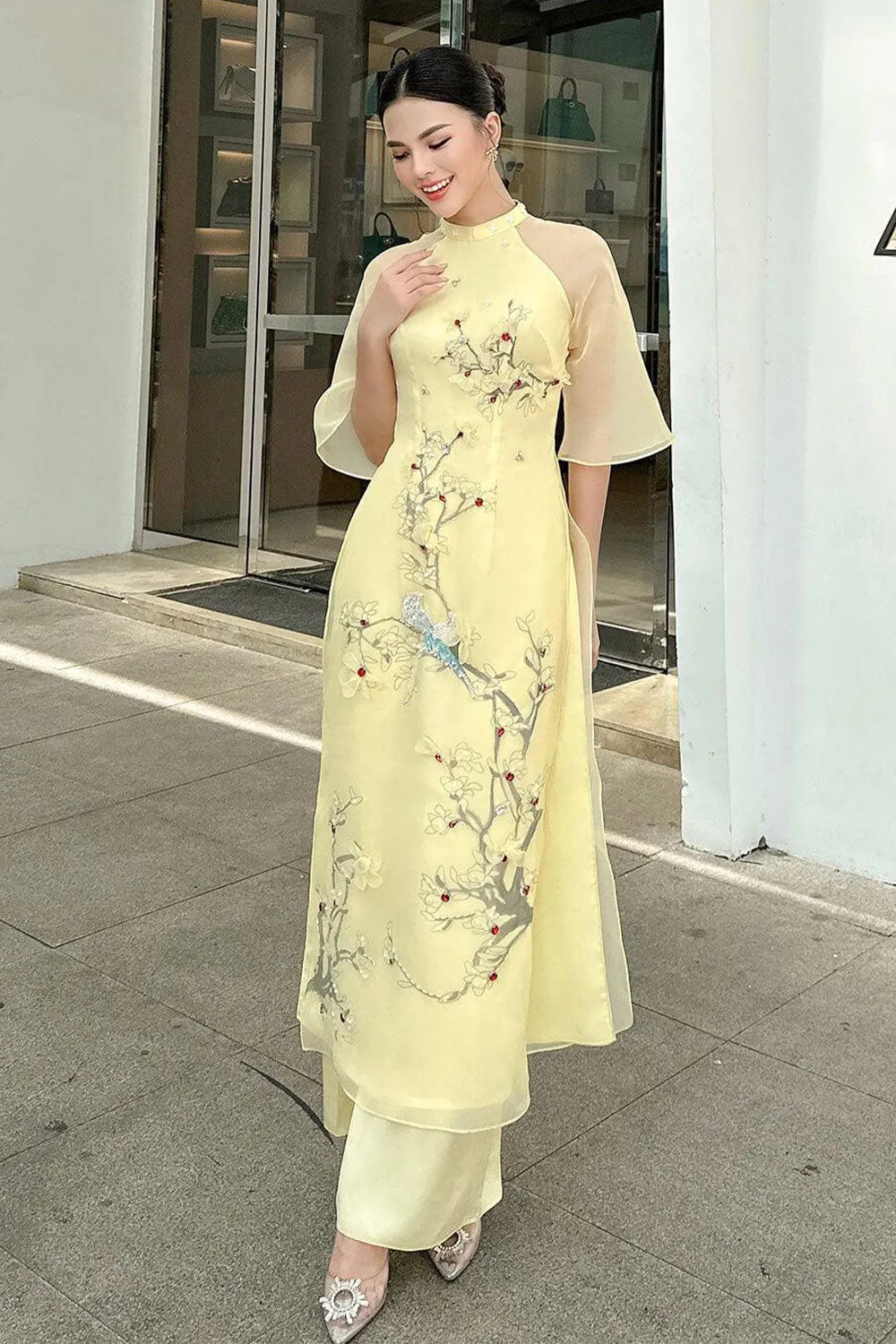 Hy Vien Middle Sleeved Ao Dai