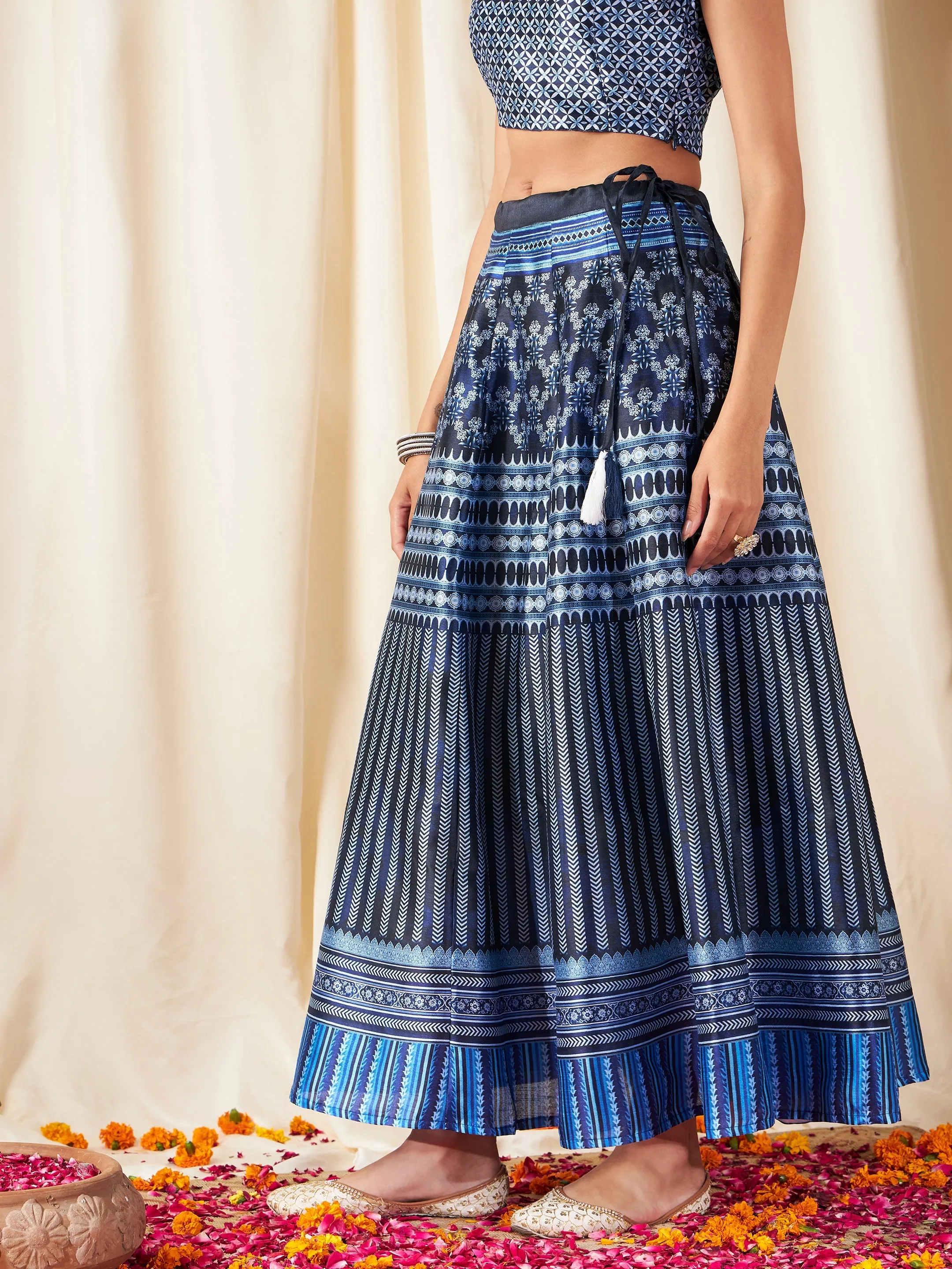 Indigo Kali Chevron Anarkali Skirt