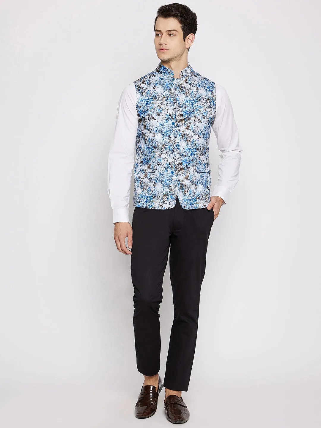 Insey Abstract Print Nehru Jacket