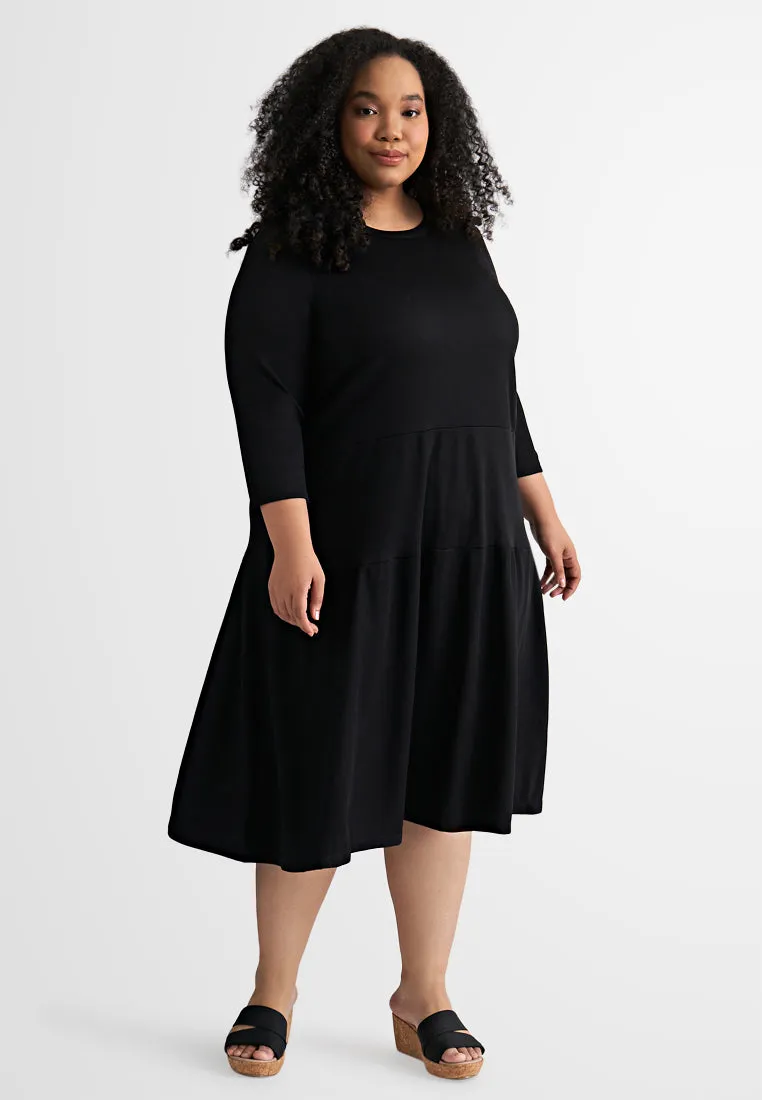 Joanna Ribbed Tier Patch A-Line Dress