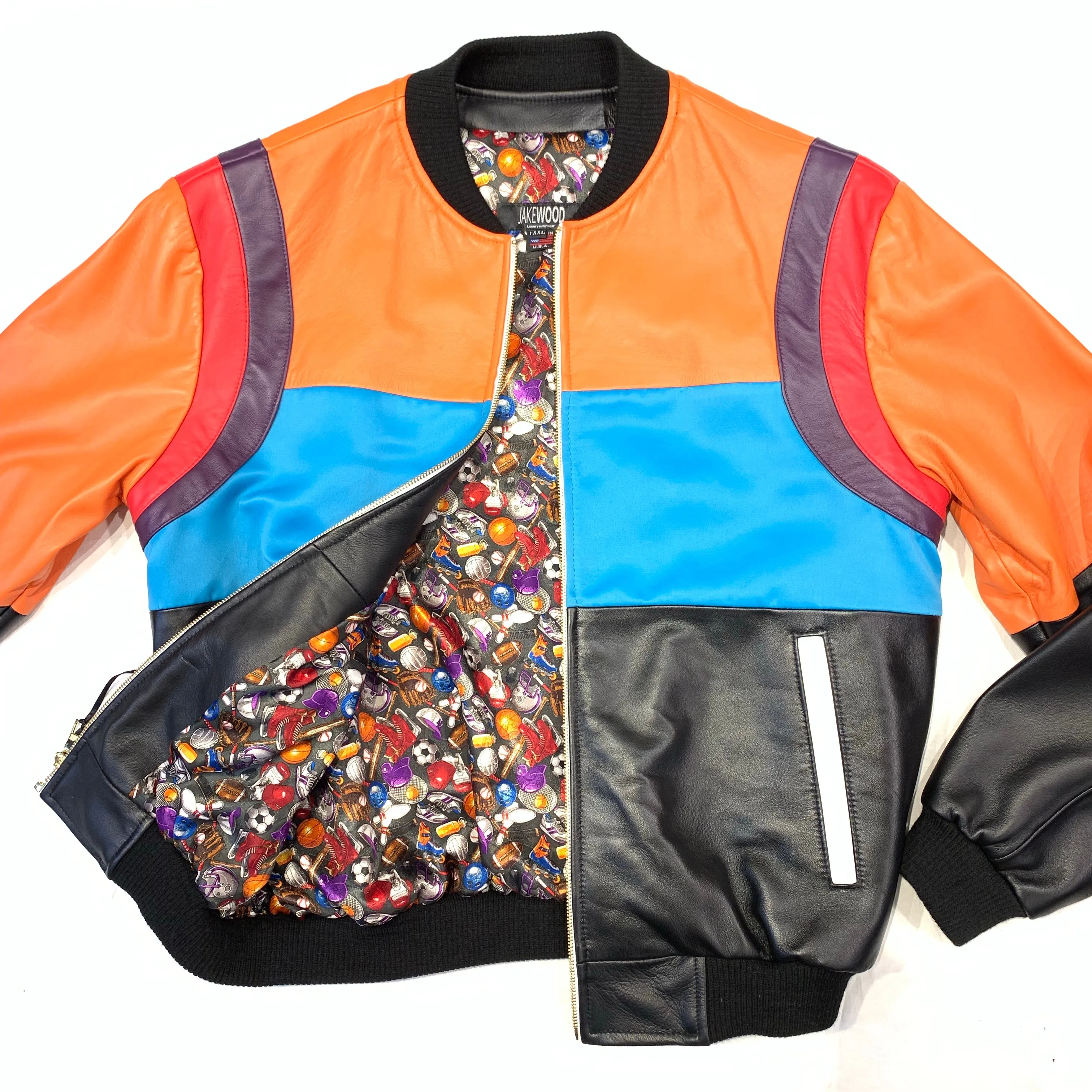 Kashani ColorBlock Lambskin MA-1 Bomber Jacket