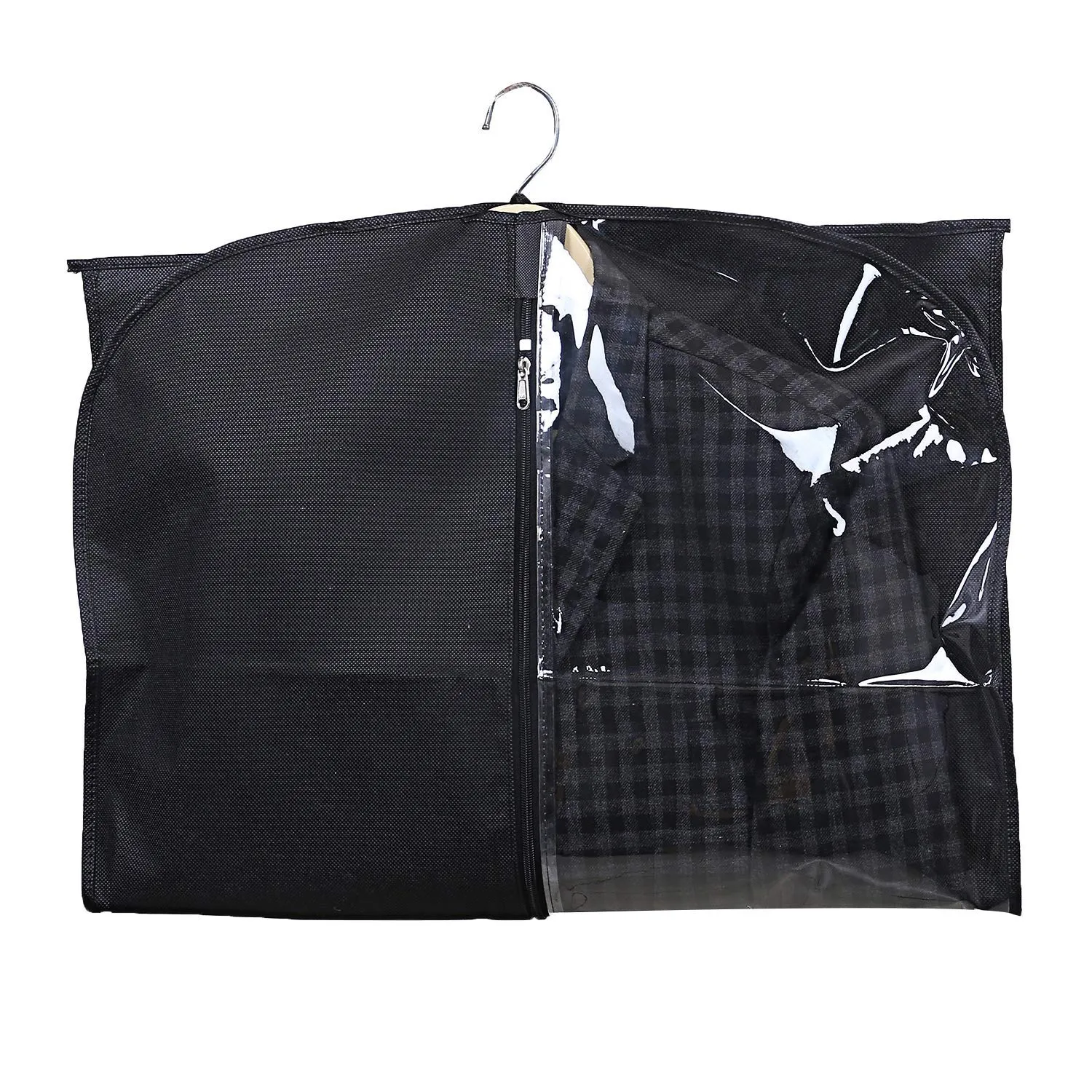 Kuber Industries 2 Pieces Half Transparent Non Woven Men's Coat Blazer Suit Cover (Black) -CTKTC041358