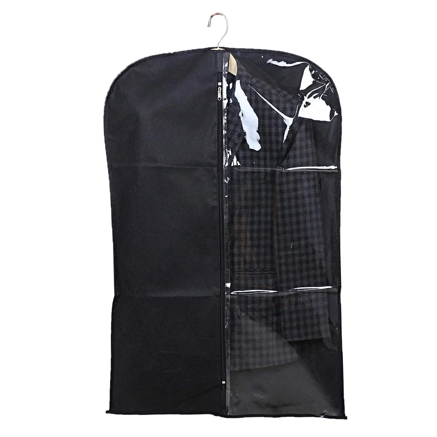 Kuber Industries 2 Pieces Half Transparent Non Woven Men's Coat Blazer Suit Cover (Black) -CTKTC041358