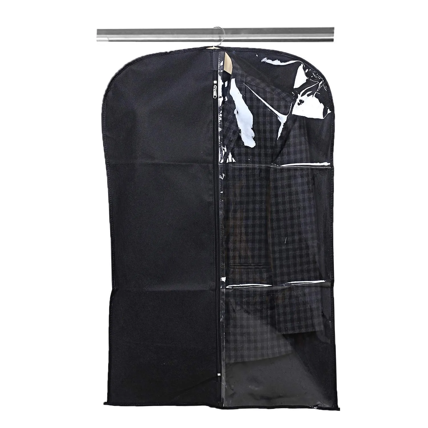 Kuber Industries 2 Pieces Half Transparent Non Woven Men's Coat Blazer Suit Cover (Black) -CTKTC041358