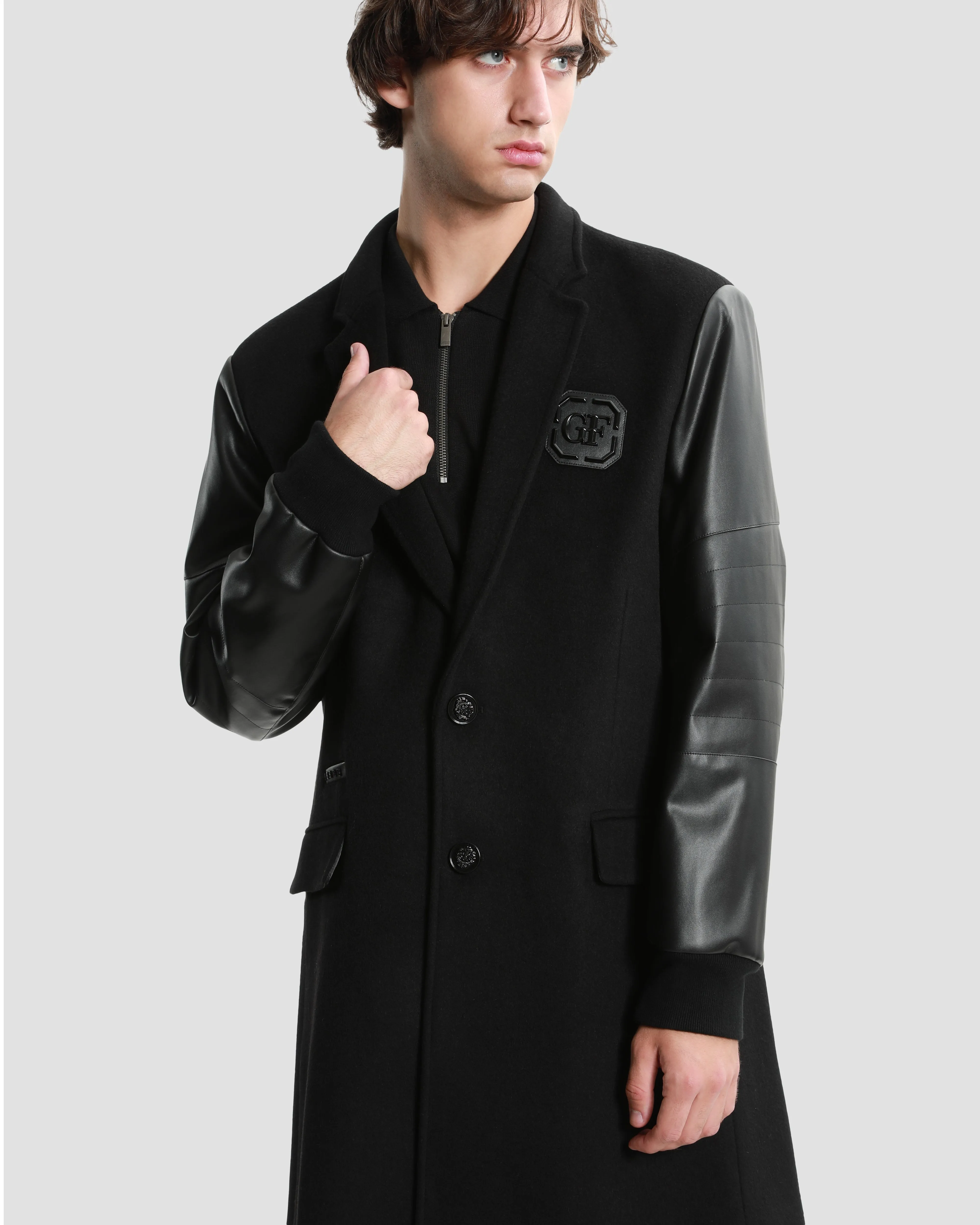 Leather Sleeved Coat