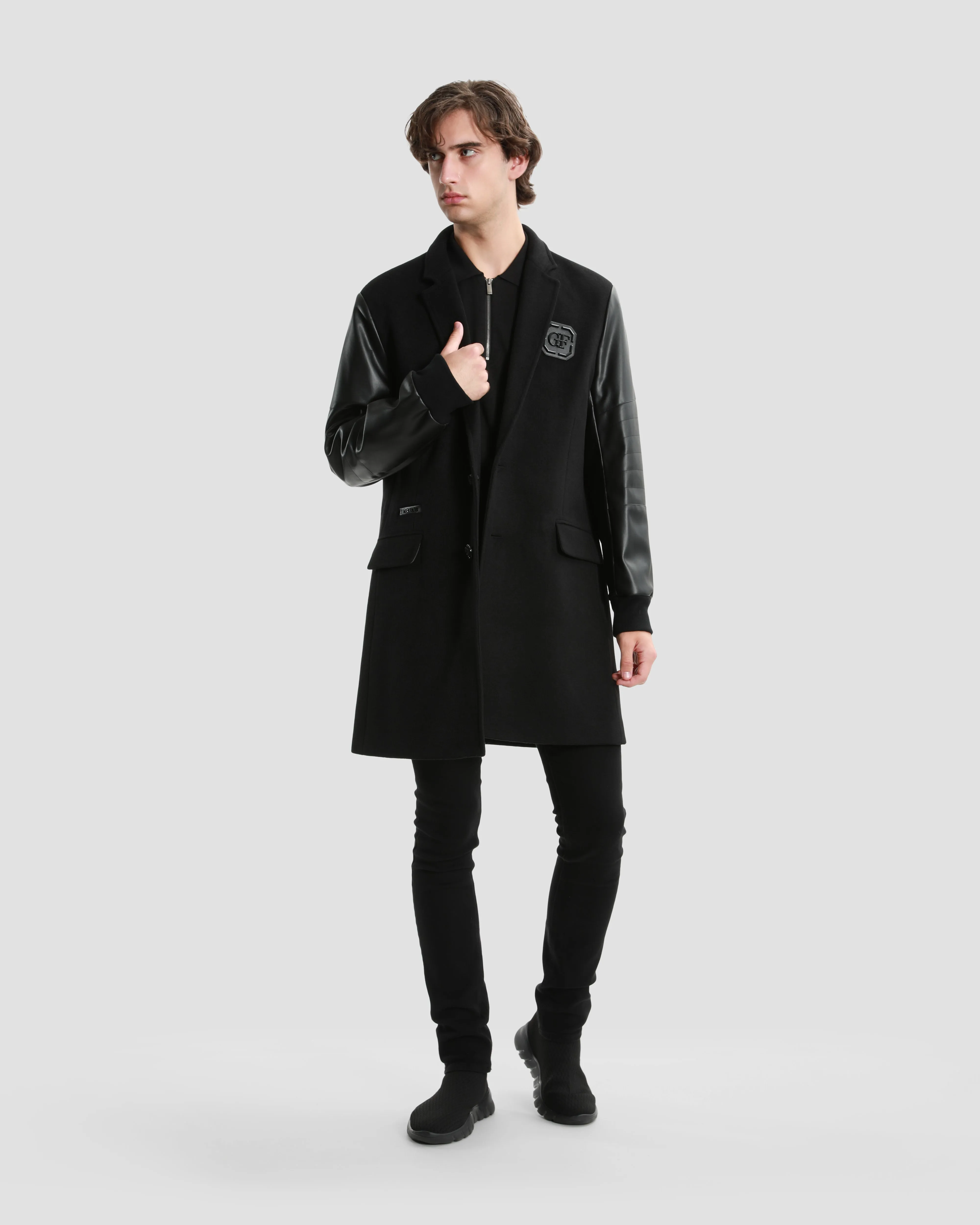 Leather Sleeved Coat