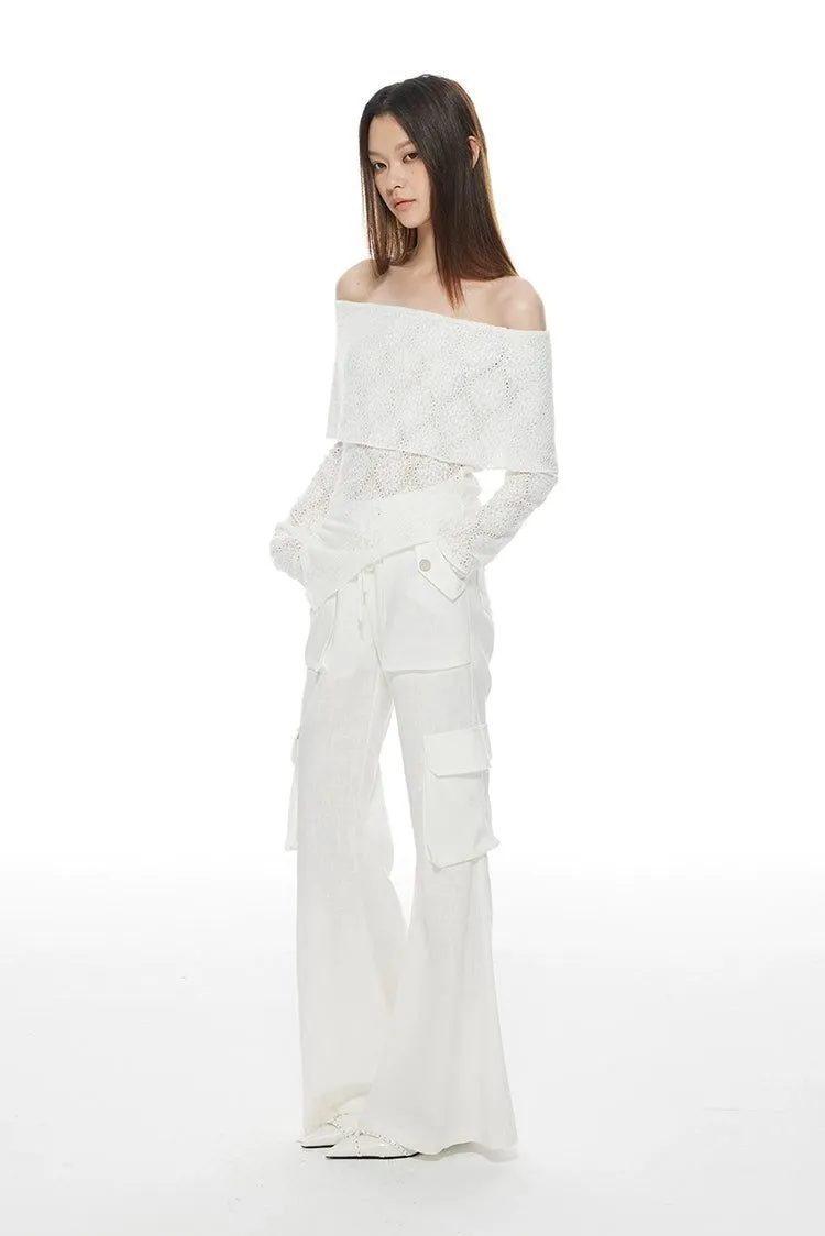 Light Drawcord Transparent Flared Pants