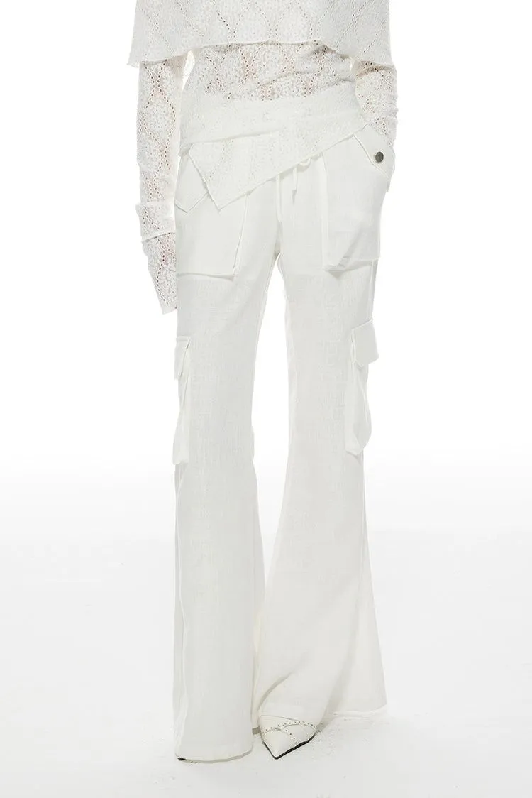 Light Drawcord Transparent Flared Pants