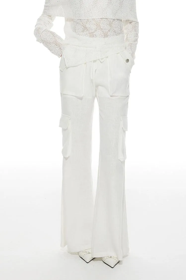 Light Drawcord Transparent Flared Pants