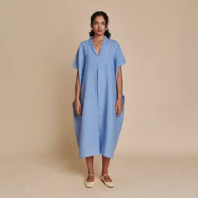 Linen Kaftan Dress for Women | Blue | Full Sleeves