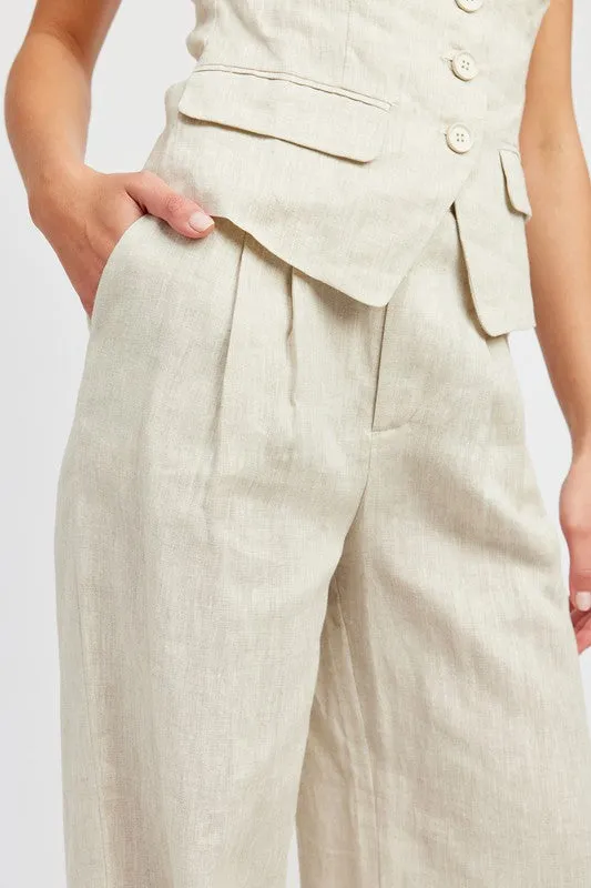 Linen Pleated Pants