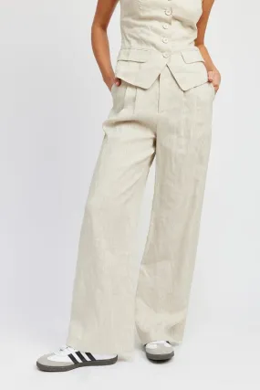 Linen Pleated Pants