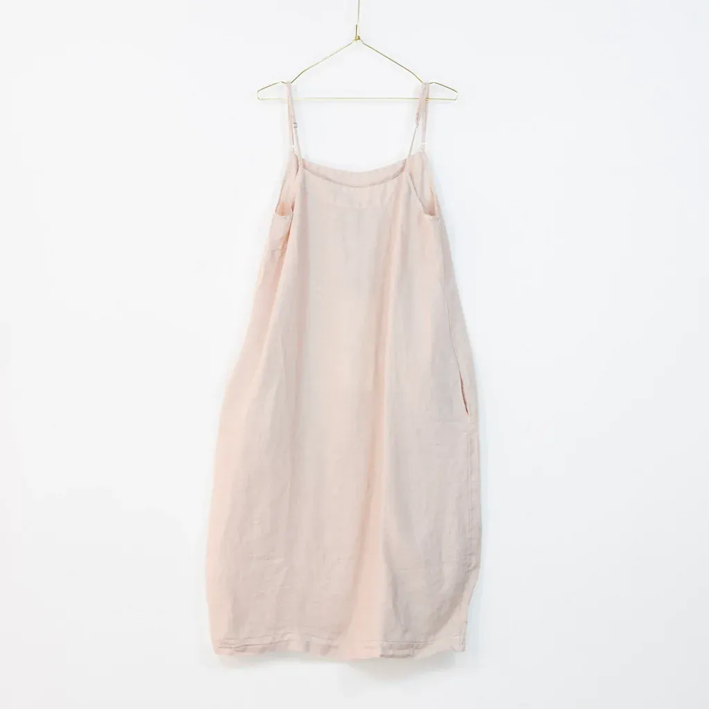 Linen Summer Slip Tulip Dress - Rose