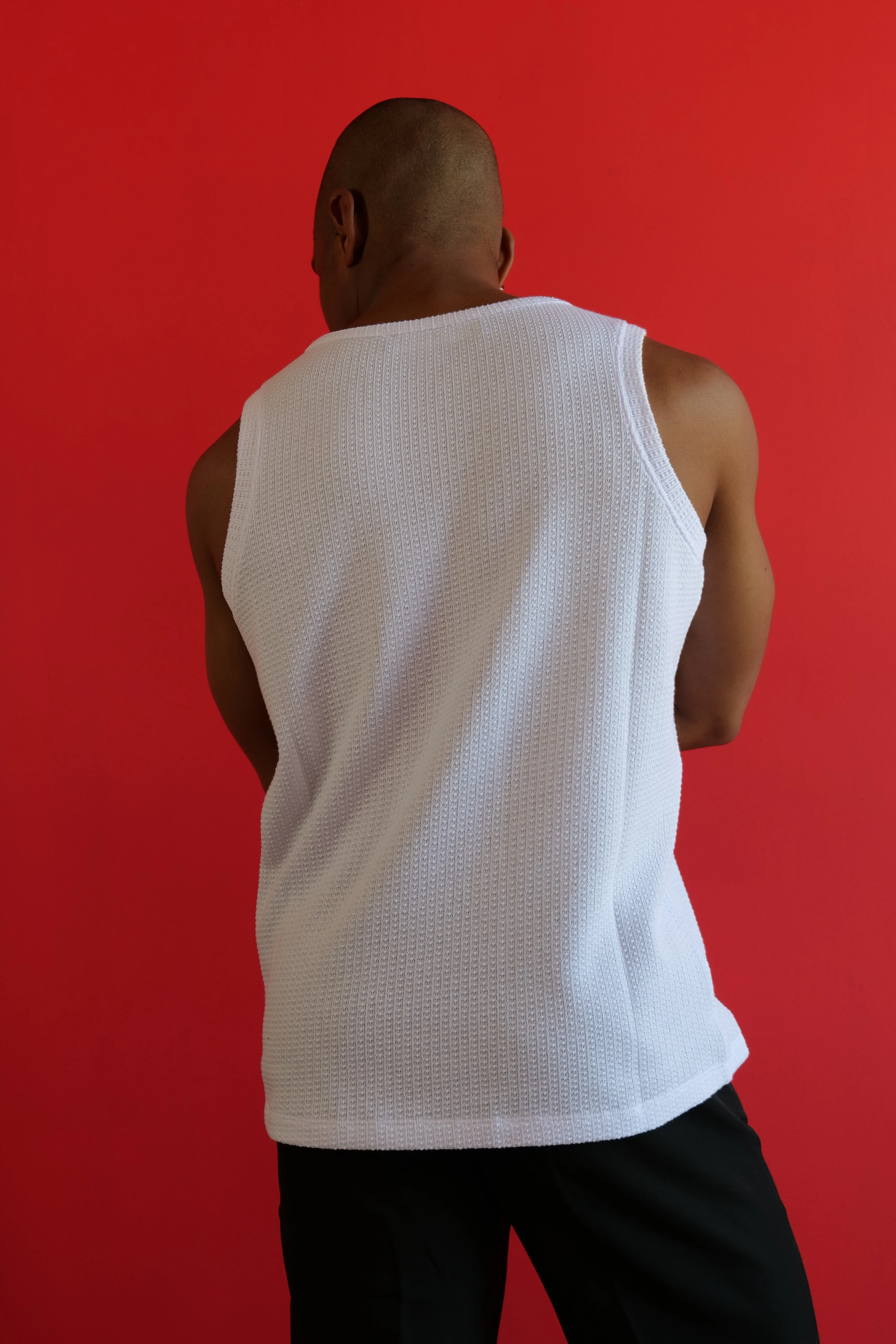 Louis Gabriel Nouchi TANK TOP WITH ASYMMETRICAL OPENING IN TEXTURED COTTON