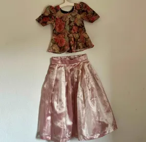 Lovely Floral Peplum Top and Tissue Pleated Skirt | 5-6 Yrs