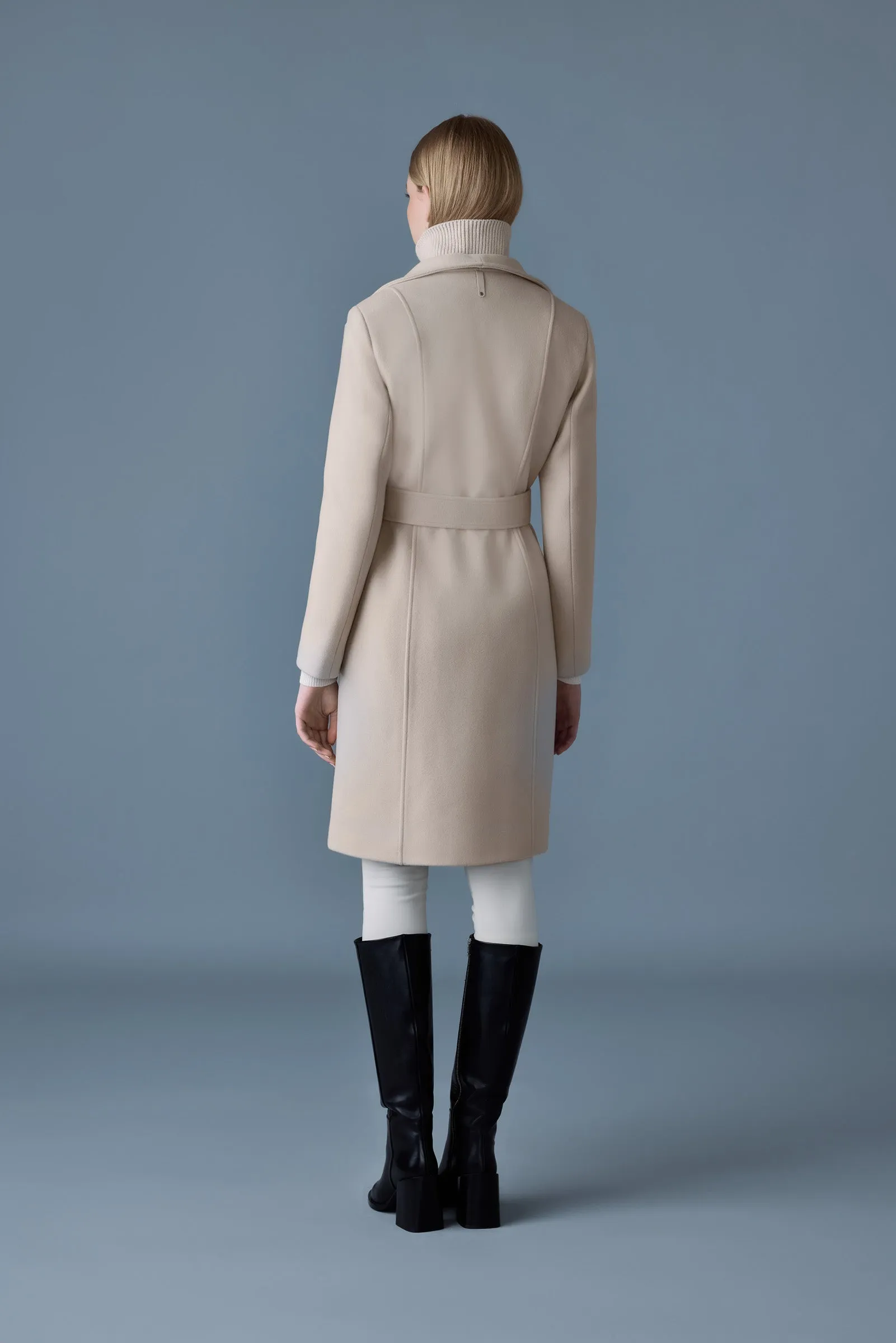 Mackage - Norita Double Face Wool Coat With Sash in Trench