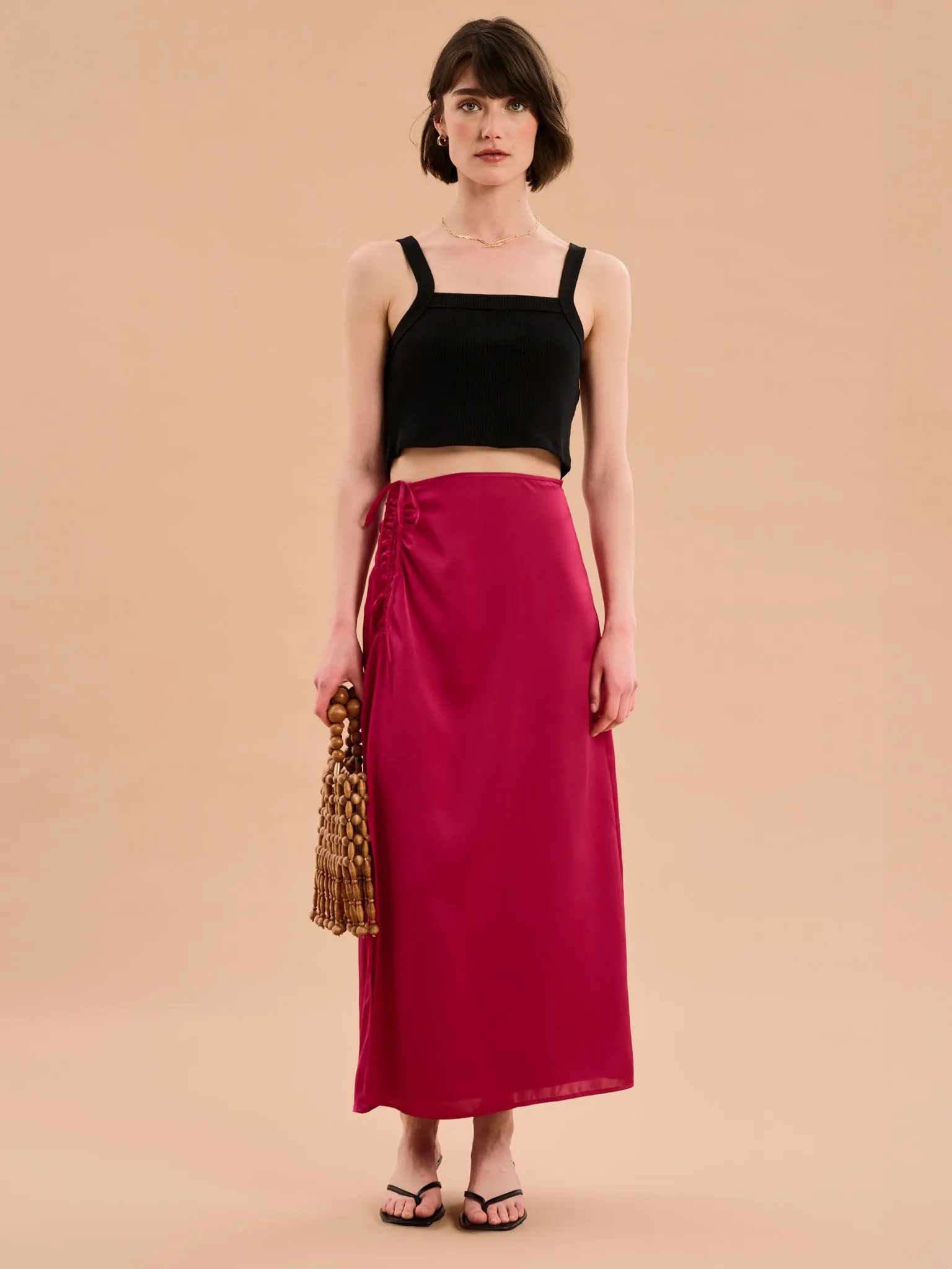 Madelyn Midi Skirt in Magenta