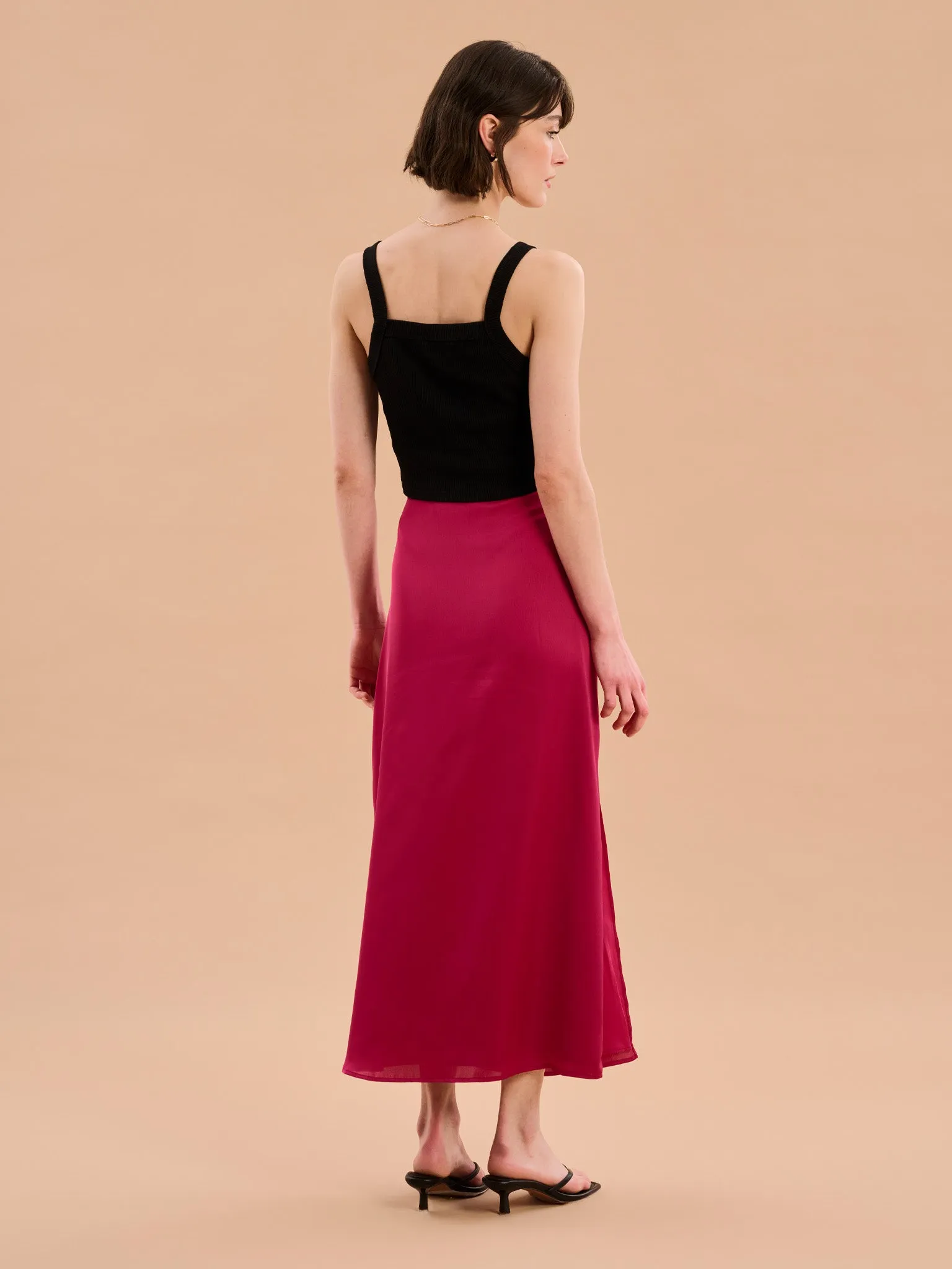 Madelyn Midi Skirt in Magenta