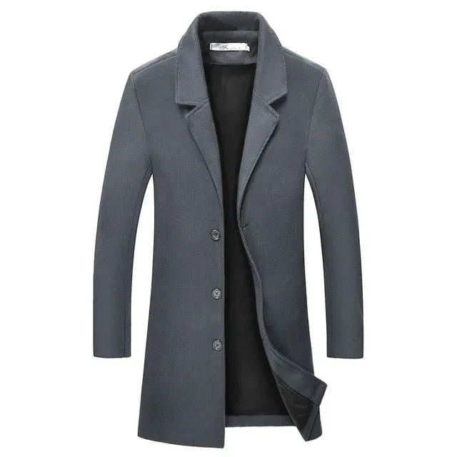 Male warm in winter slim Fit long business Woolen Overcoat