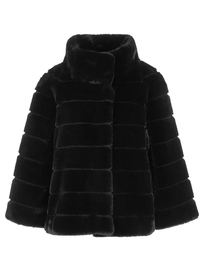 Marc Cain Collections Short Faux Fur Coat In Black VC 12.10 W65 COL 900