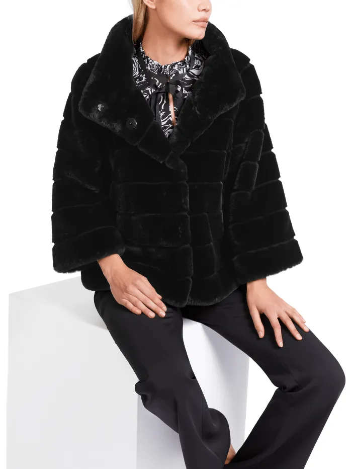 Marc Cain Collections Short Faux Fur Coat In Black VC 12.10 W65 COL 900