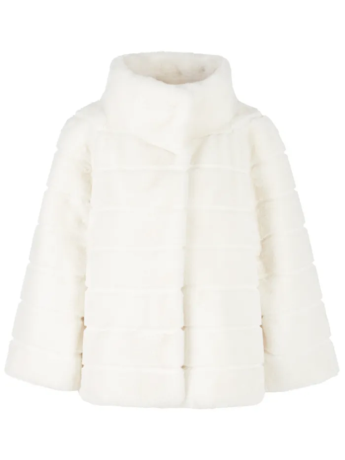 Marc Cain Collections Short Faux Fur Coat In White VC 12.10 W65 COL 100