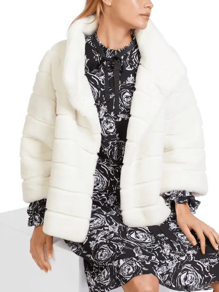 Marc Cain Collections Short Faux Fur Coat In White VC 12.10 W65 COL 100