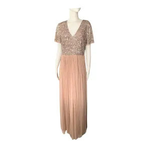 MAYA Tall Sequins Tulle Maxi Dress Taupe SIZE 16