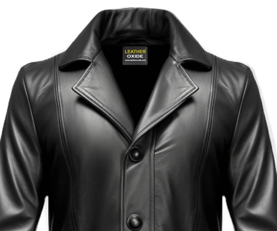 Men Leather Coat - Black Leather Coat for Men