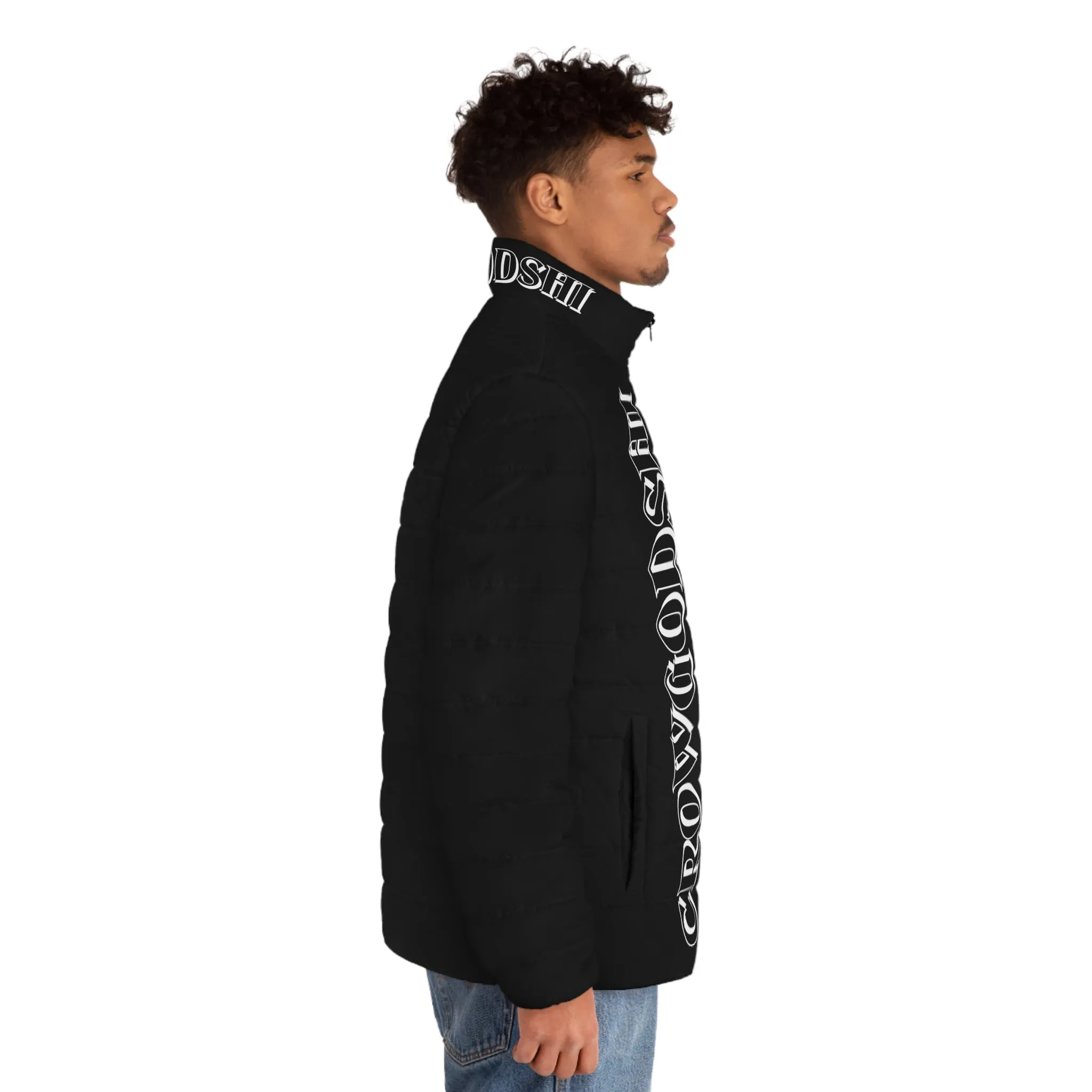 Men's CROWGODSHI Puffer Jacket, BLACK