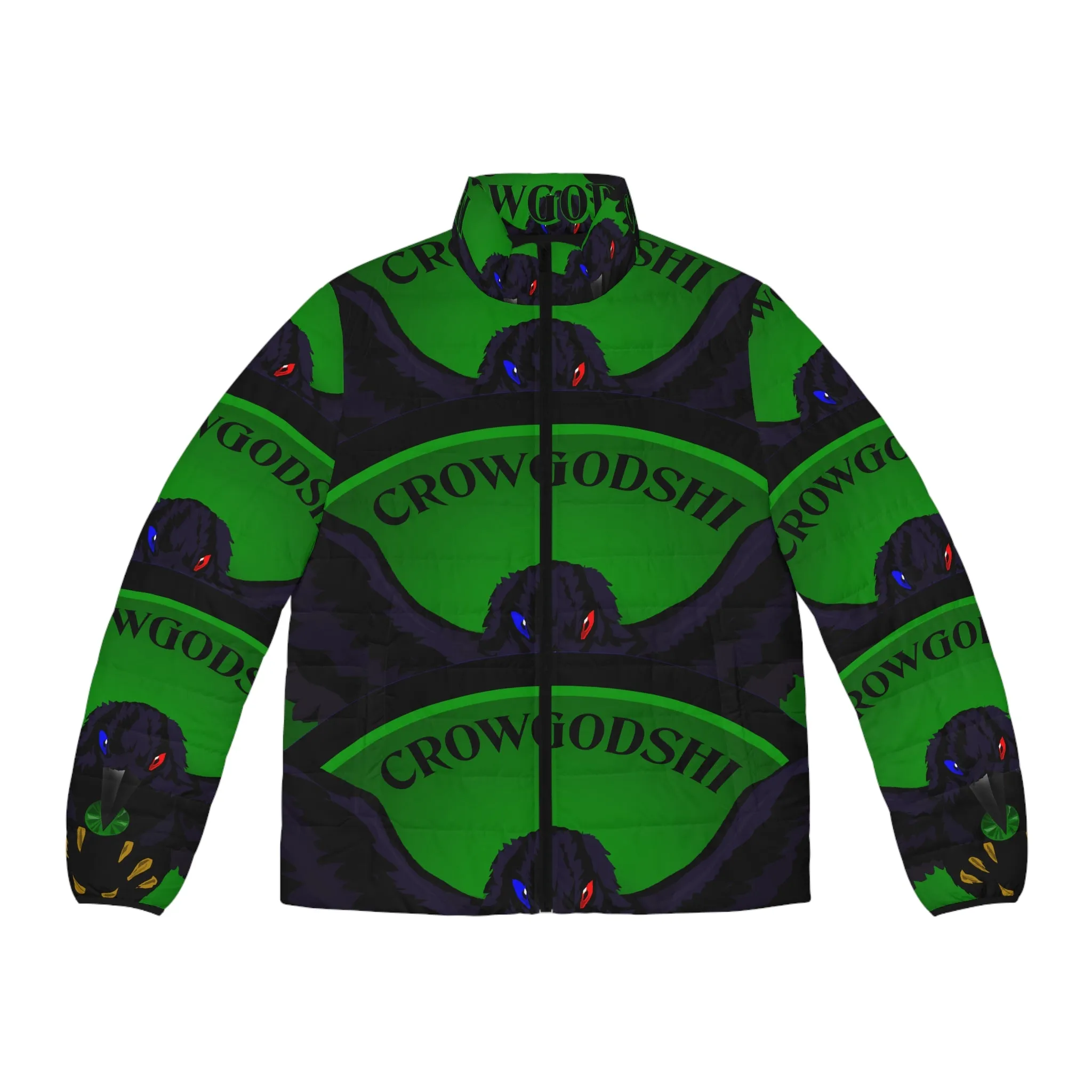 Men's Special Edition Crowgodshi Puffer Jacket, GREEN LOGO