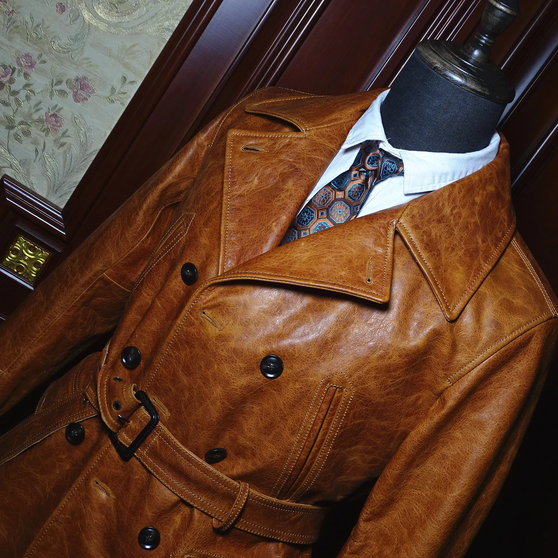 Men's Switchyard Leather Coat Amber