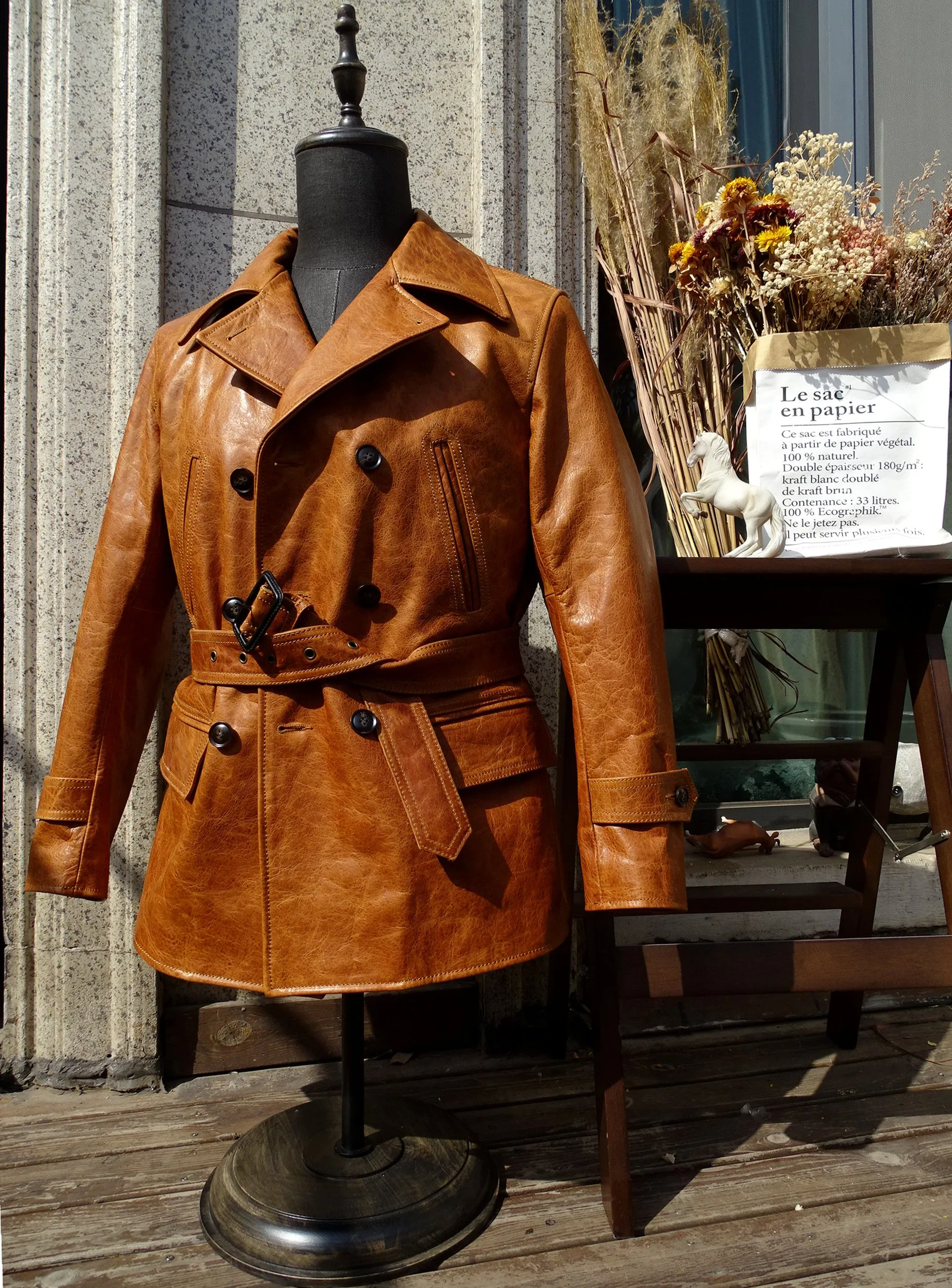 Men's Switchyard Leather Coat Amber