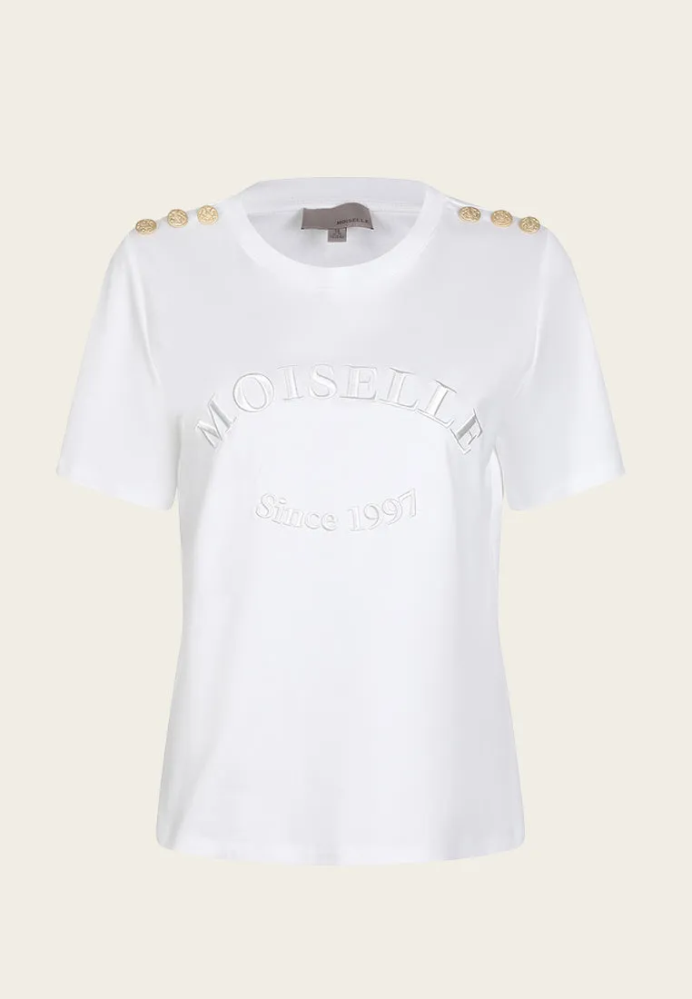 MOISELLE Embroidered White T-Shirt