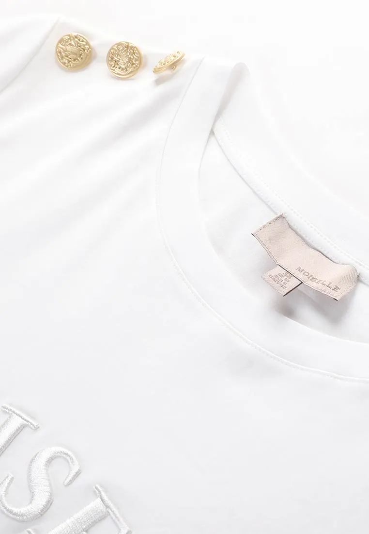 MOISELLE Embroidered White T-Shirt