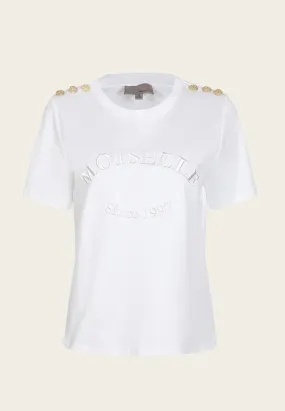 MOISELLE Embroidered White T-Shirt